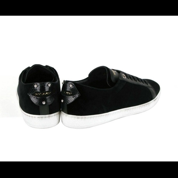 Saint Laurent Velvet & Leather Sneakers - Picture 4 of 13
